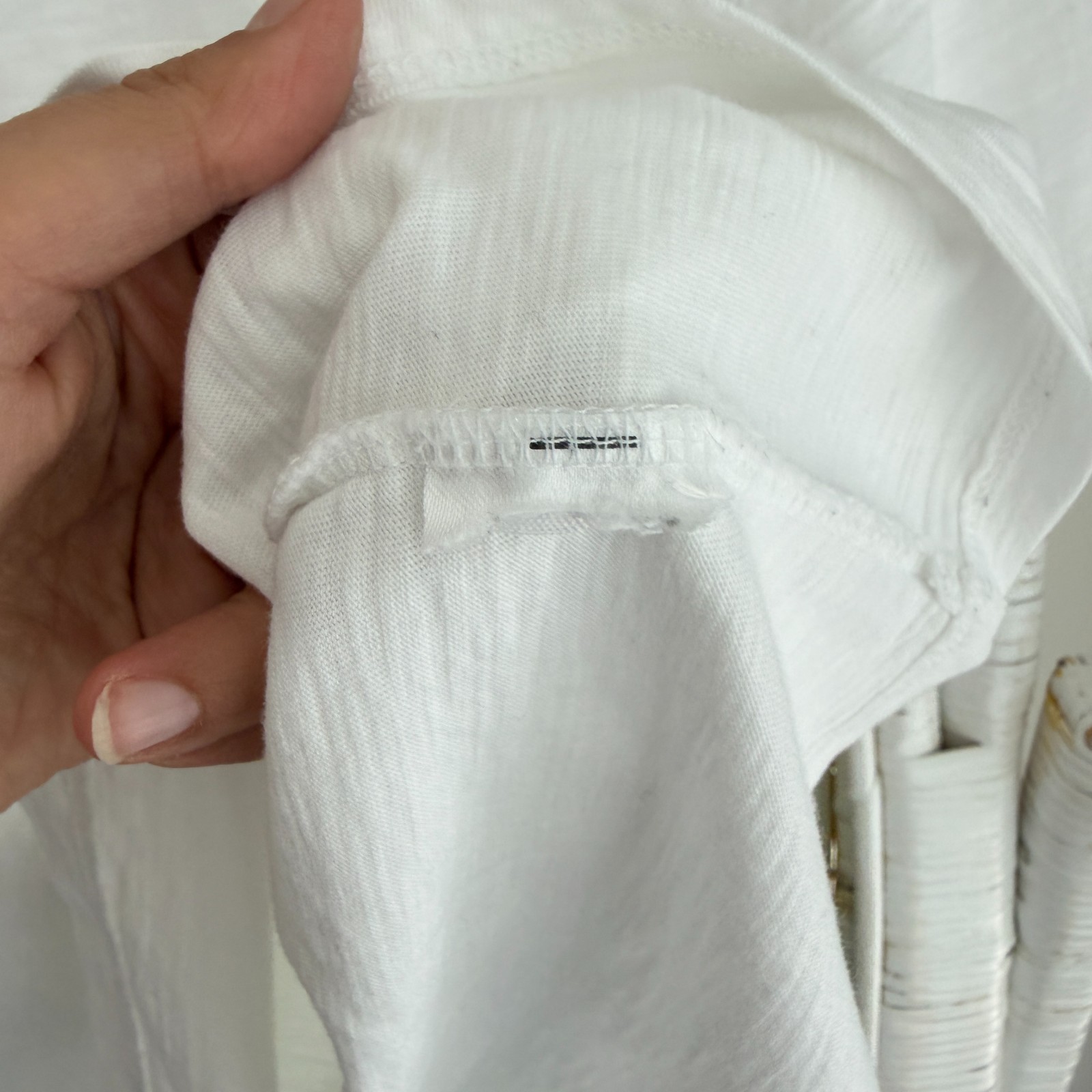 VINCE Shirt Mens Large White Heather Crew Neck Pima Cotton Short Sleeve Minimal gallery