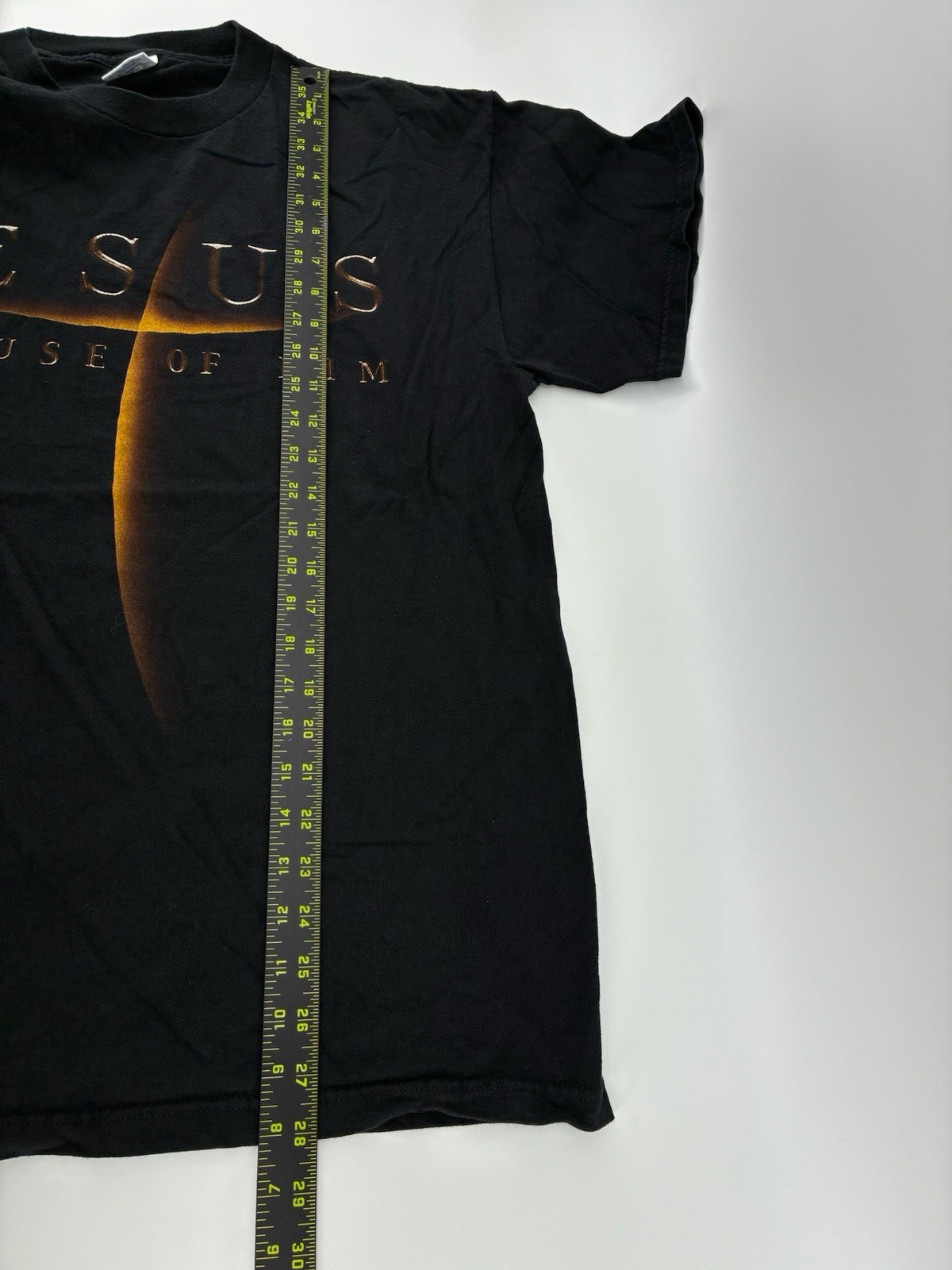 VNTG Y2K Jesus Christian Graphic Tee Delta Pro Weight Black Double Sided Large gallery
