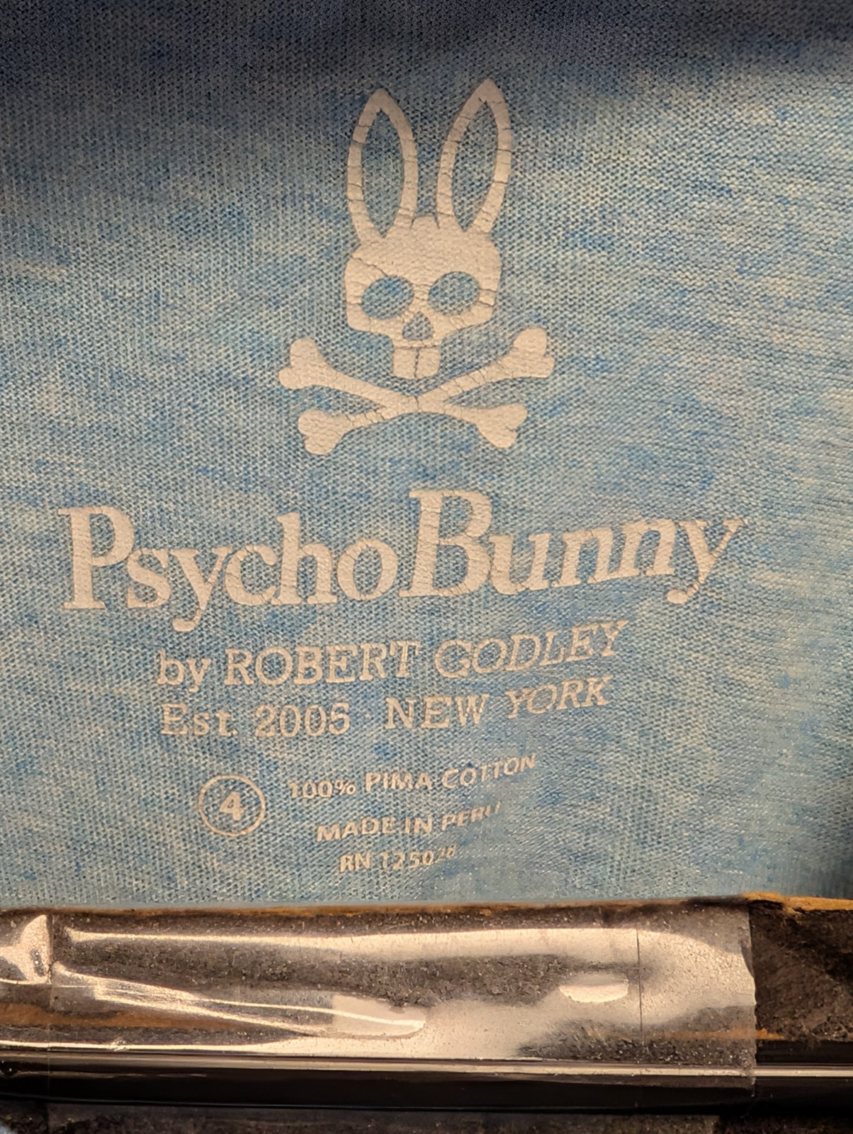 Psychobunny Heather Blue V-Neck Tee Sz.4 Small Small Logo Pima Cotton Peru gallery