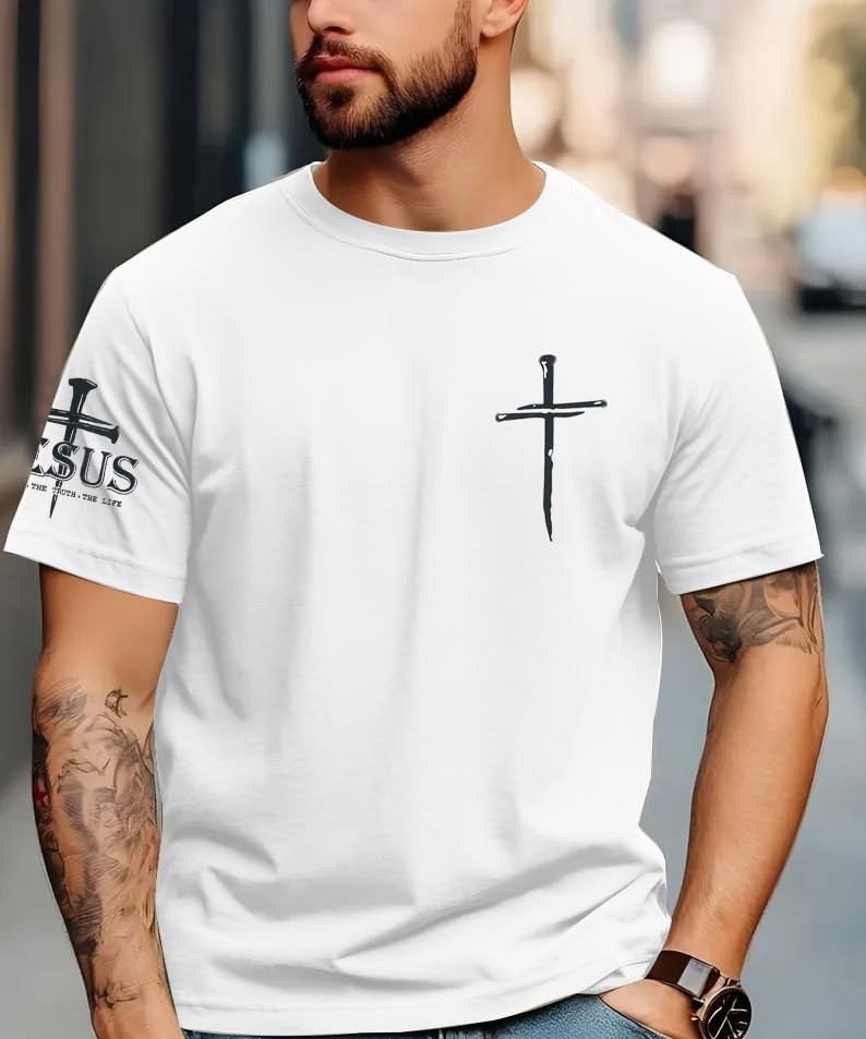 Christian Shirts for Men Oversized Jesus Shirt Faith Cross Graphic Tees God gallery