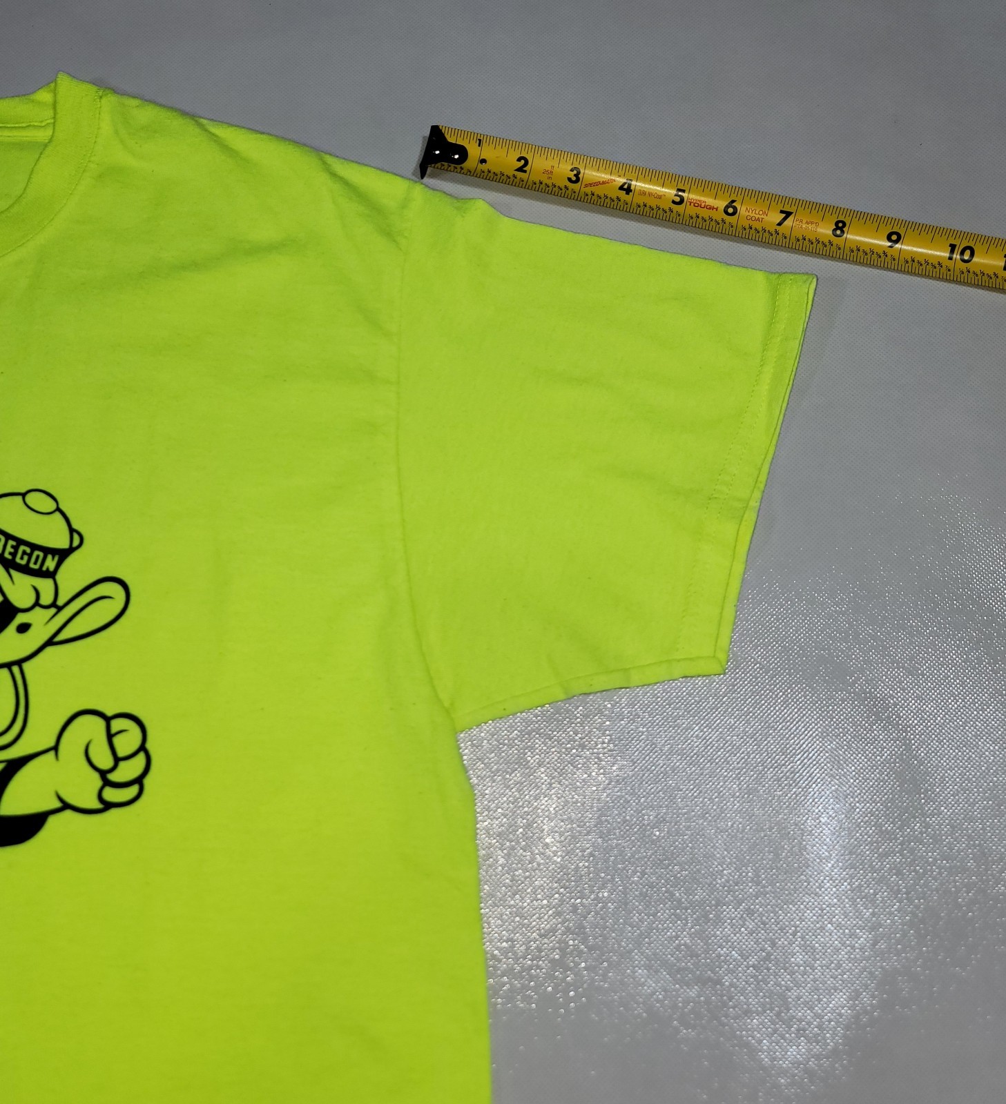 Port&Company Men's Neon Yellow Oregon Donald Duck Mascot Graphic T-Shirt gallery
