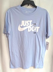 Nike Men’s Light Blue/White “Just Do It” Swoosh Logo T-Shirt (DX1989-548) M/L/XL