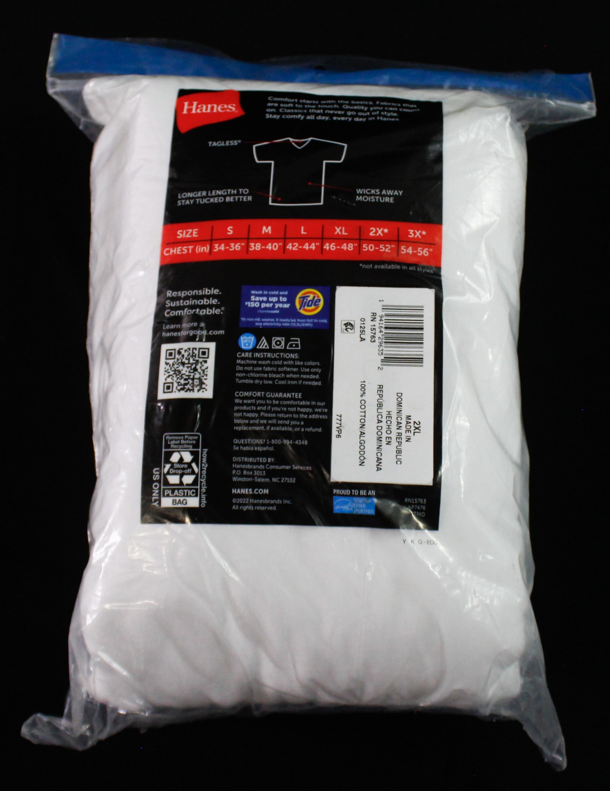 Hanes Men's Soft Breathable 6 Pack V Necks BM7 White Size: 2XL NWT gallery
