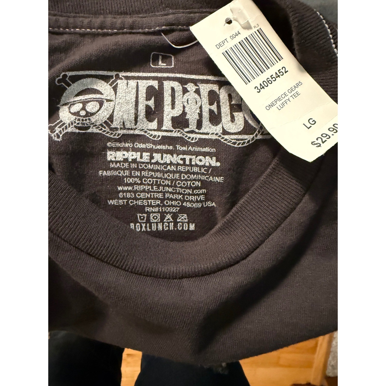 One Piece Ripple Junction Gear 5 Luffy Shirt Mens Large L Black NWT BoxLunch Tee gallery
