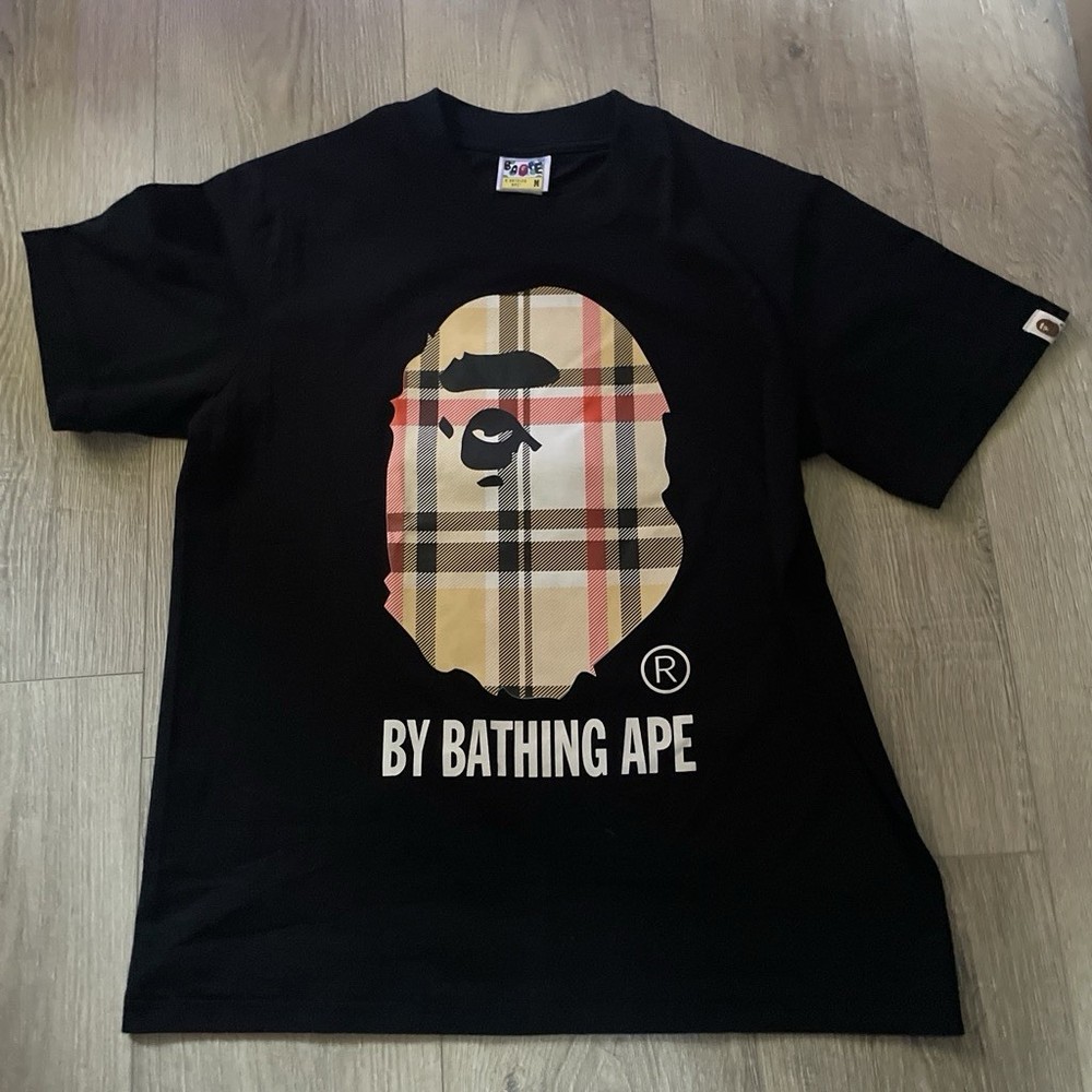 A Bathing Ape BAPE Black Ape Head Logo Graphic Print Crew Neck Tee Men’s M