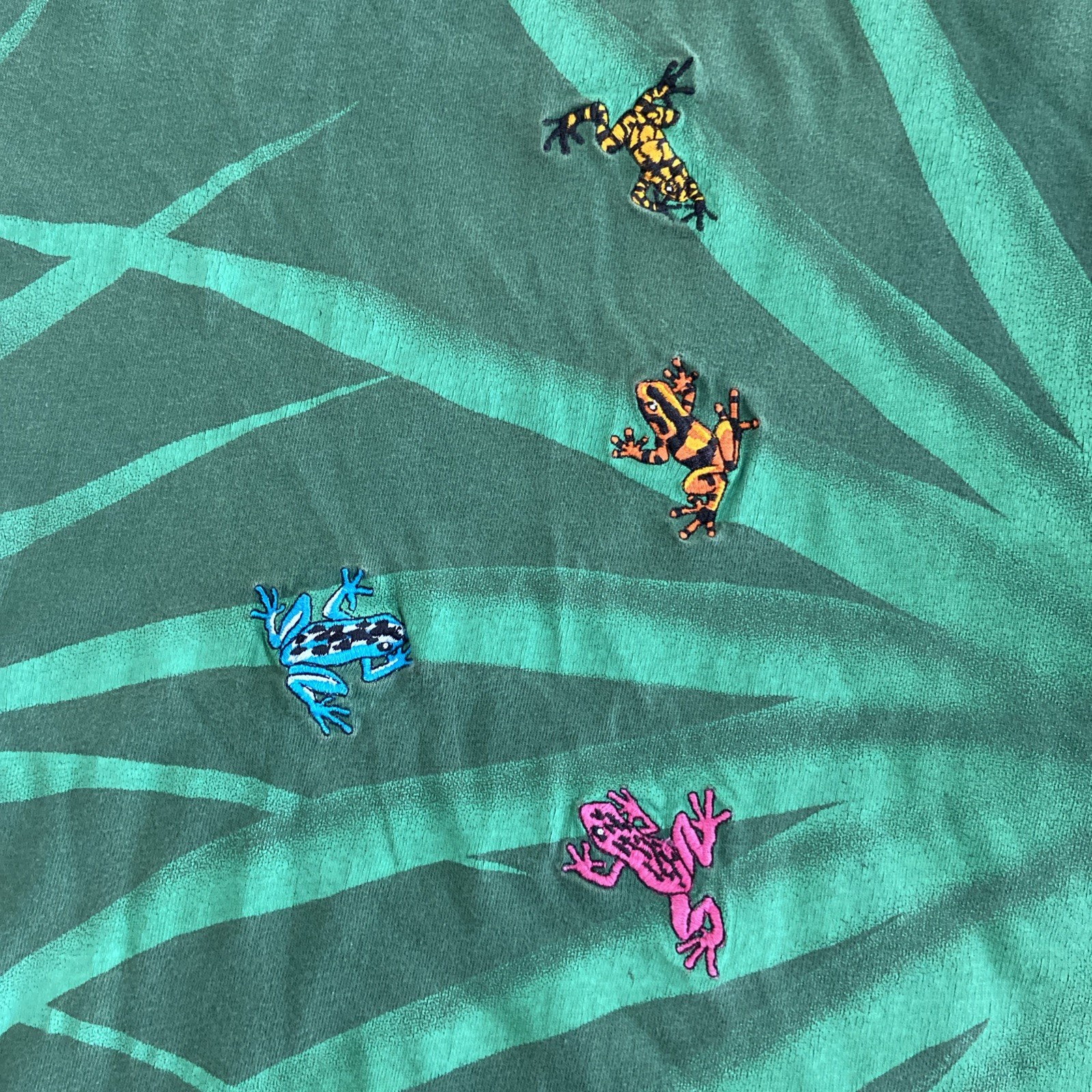Vintage Hanes Beefy Green Poison Dart Frog Nature T Shirt L Single Stitch Vtg gallery