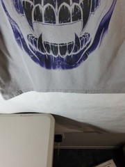 Purple Vampire Skull Front Graphic T-Shirt Size Medium Grey