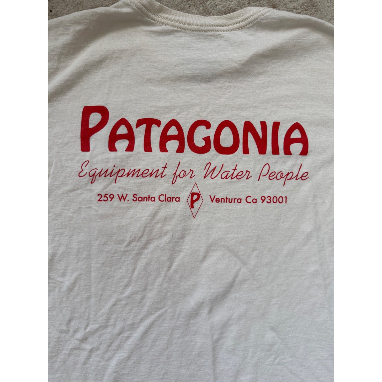 Patagonia Mens Water People Organic Cotton Pocket T-Shirt Cream White Large gallery