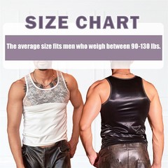 Men’s Tight Fitting Patchwork Leather Mesh Vest Sexy Nightclub Shaping Tank Tops