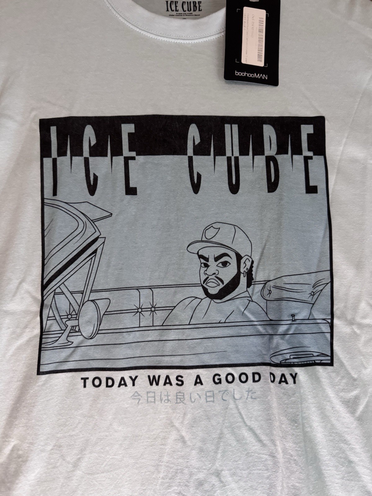 boohooMAN Ice Cube Today Was a Good Day Men’s Blue Cotton Graphic Tee S