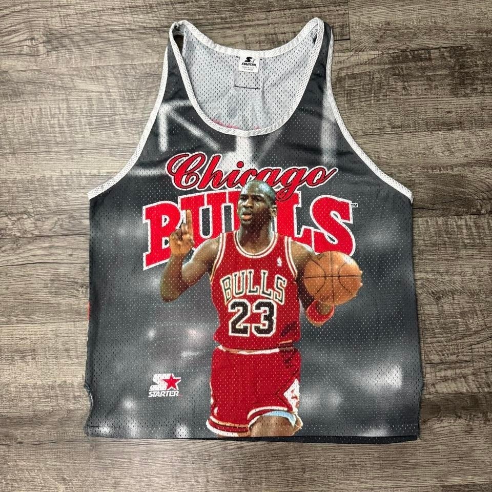 Vintage 90s Michael Jordan Chicago Bulls Starter Tank Jersey Hot Starter XL gallery