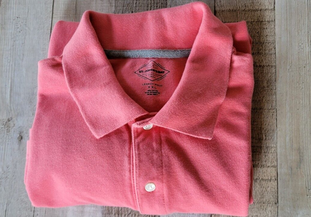 St Johns Bay XXL 2XL Mens Polo Shirt Short Sleeve Easy Care Pockets Pink Salmon gallery
