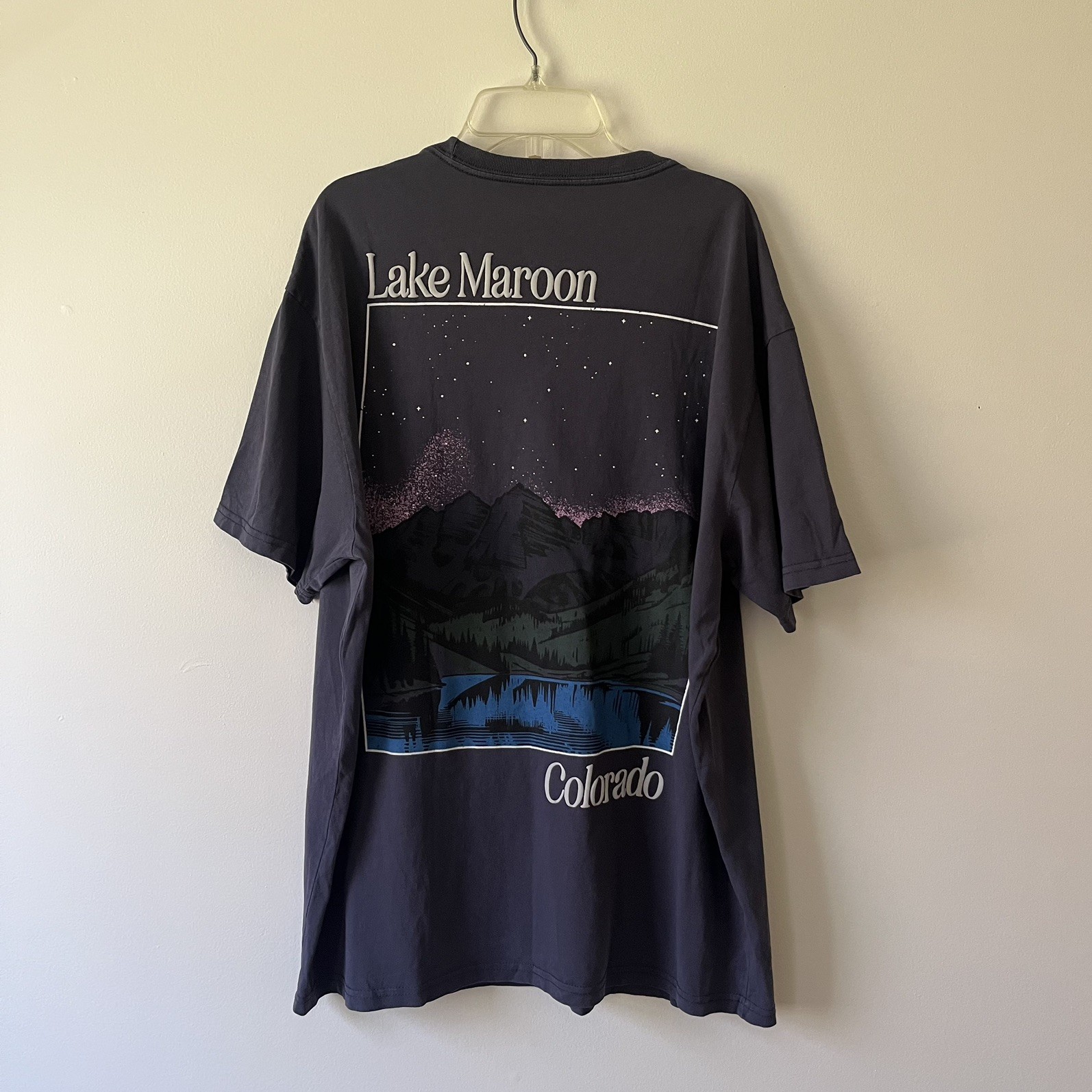 Men’s Goodie Two Sleeves Lake Maroon Colorado Graphic T-Shirt Med Blue Gorpcore
