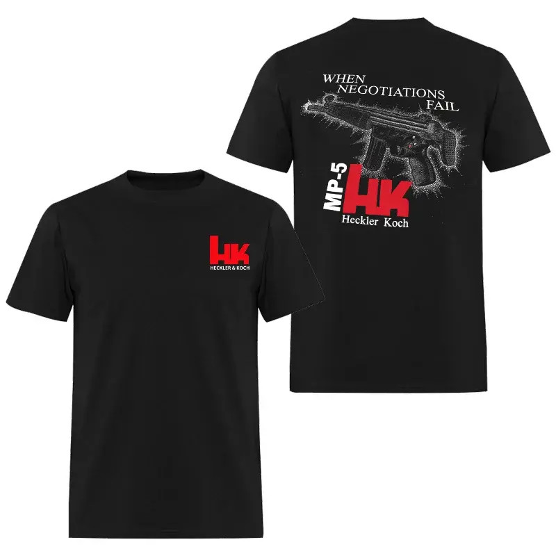 Howitzer When Negotiations Fail Tactical T-Shirt for Men Submachine Gun Graphic