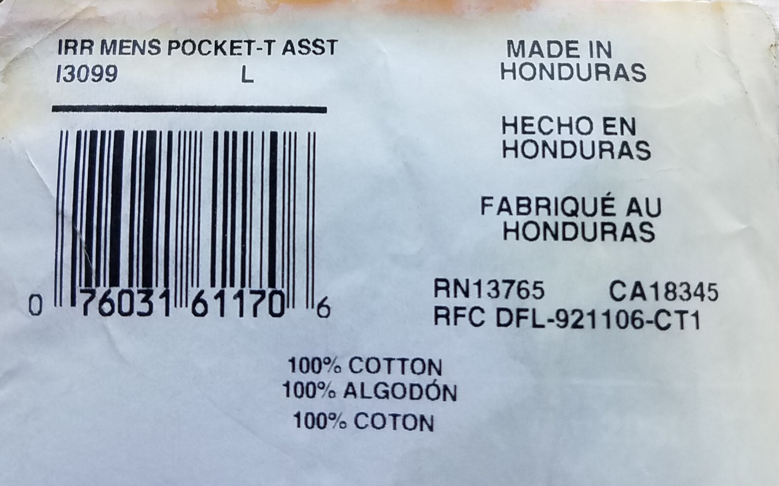 Vintage Fruit of the Loom Pocket T-Shirt large, slightly imperfect, WHITE gallery