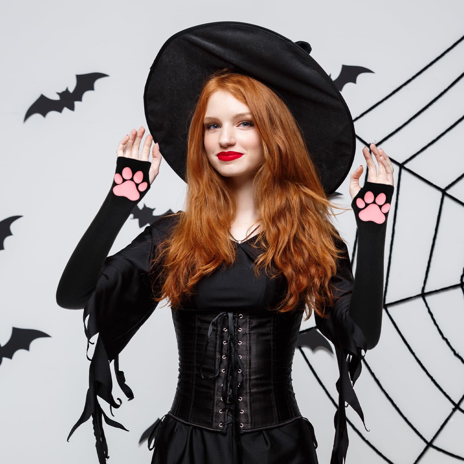 Women's Cute Therian Cat Paws Gloves 3D Cat Claw Paws Pad Sleeves for Cosplay gallery