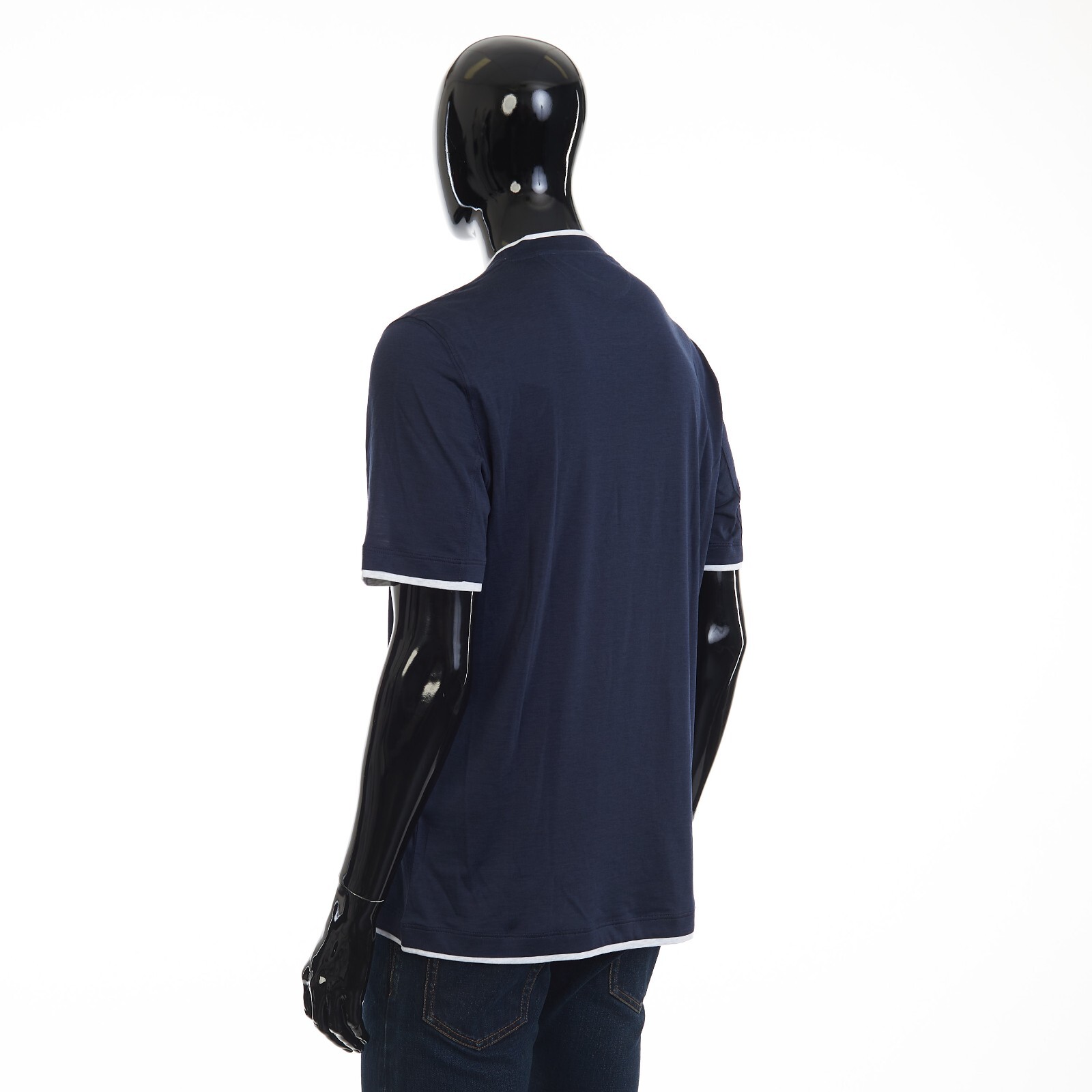 BRUNELLO CUCINELLI 790$ T-Shirt - Crewneck, Faux Layering, Silk & Cotton Jersey gallery