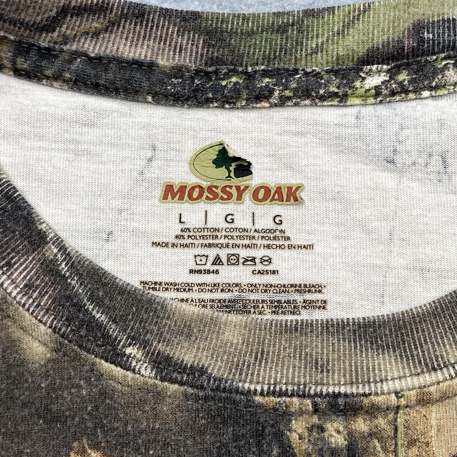 Mossy Oak TShirt Mens Large Break Up Country Camo Outdoor Hunting Distressed gallery