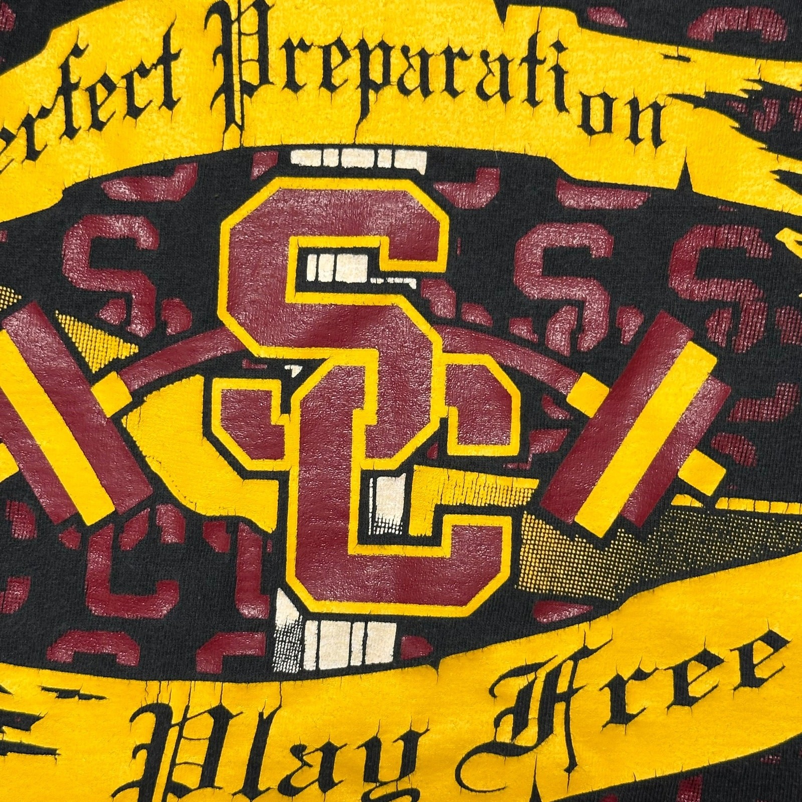 Vintage Y2K USC Trojans Pac10 Skull Graphic Tee Shirt Tribal Pac12 NCAA XL gallery