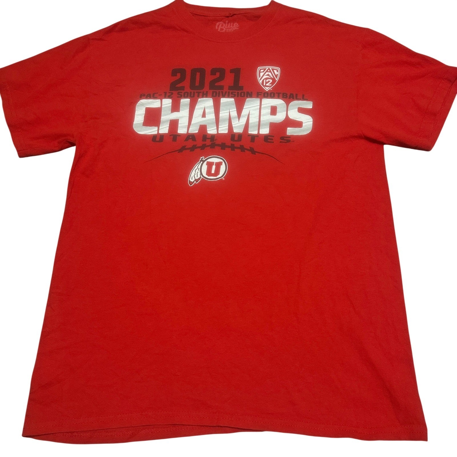 Blue 84 Mens Utah Utes 2021 Pac-12 South Champs T-Shirt M Red Football Tee