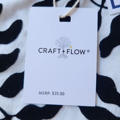 Craft + Flow Voyage Men’s Apparel Black Leaves in White T-Shirt – Size: Medium