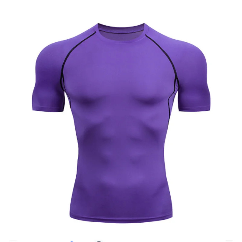 Men Running Compression T-shirt Short Sleeve Sport Tees Gym Fitness Sweatshirt M