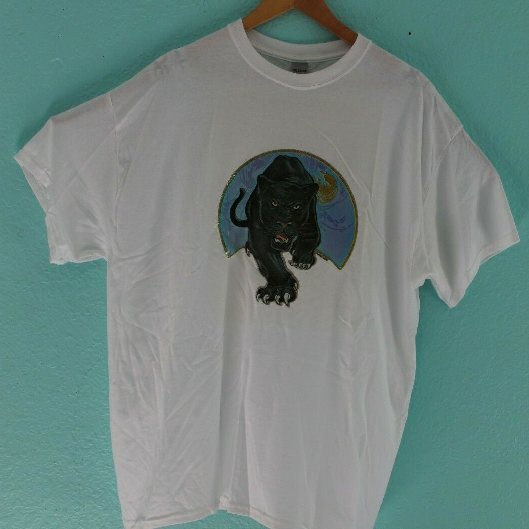 True Vintage 1980 L&H Panther Sparkle silk screen on a new mens XL Shirt unique gallery