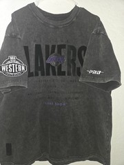 Pro Standard Lakers washed Black Patch Tee Shirt XL With Embroidered Letters