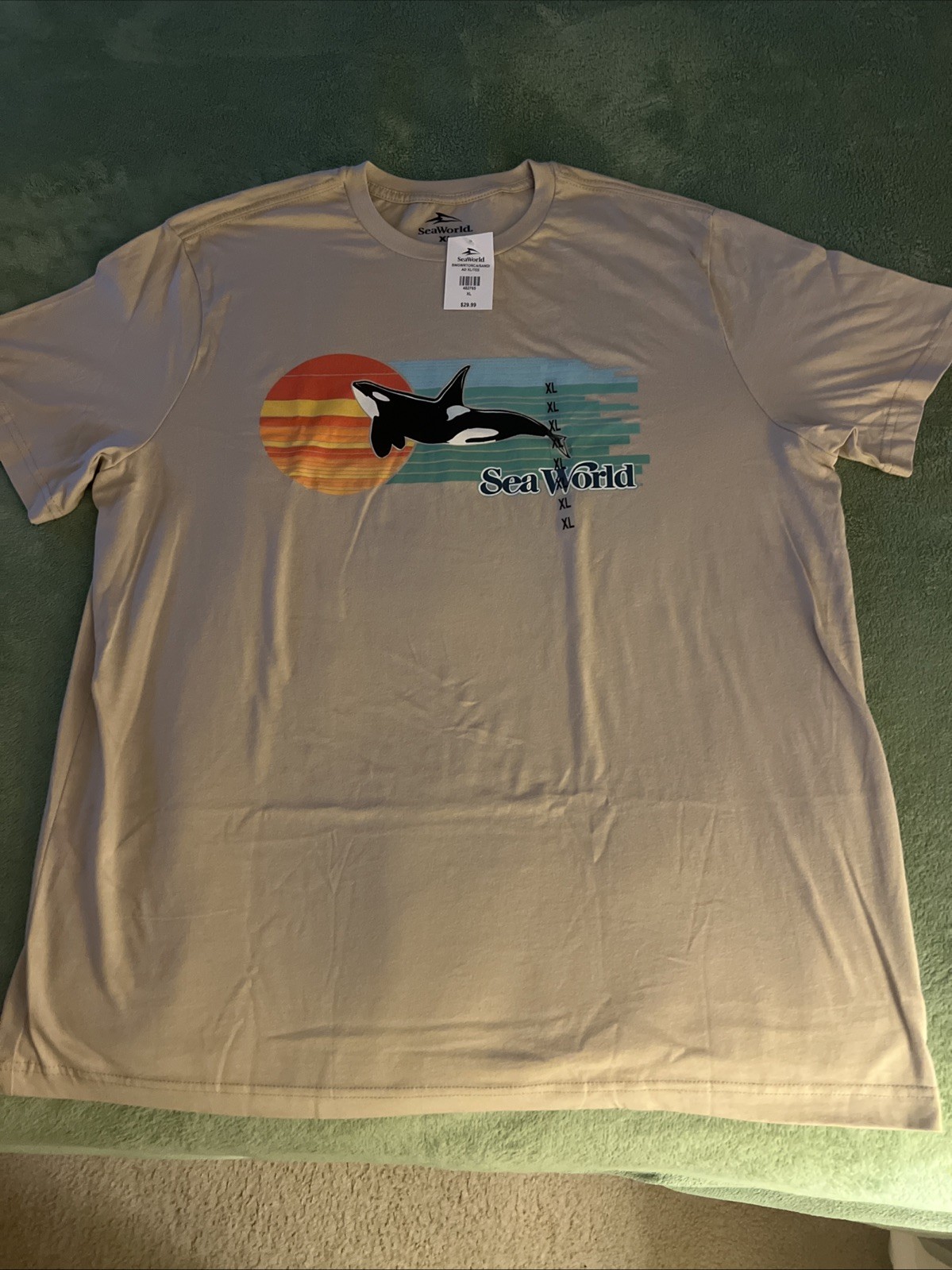 NWT SeaWorld Orca Sand Adult T Shirt Size XL gallery