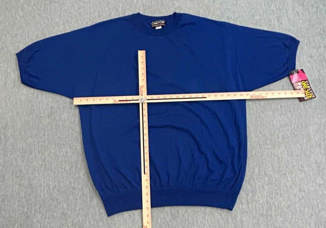 VTG Carlton Tee Shirt Mens Blue 2XL Ribbed Cuff Short Sleeve 80s T-Shirt USA gallery