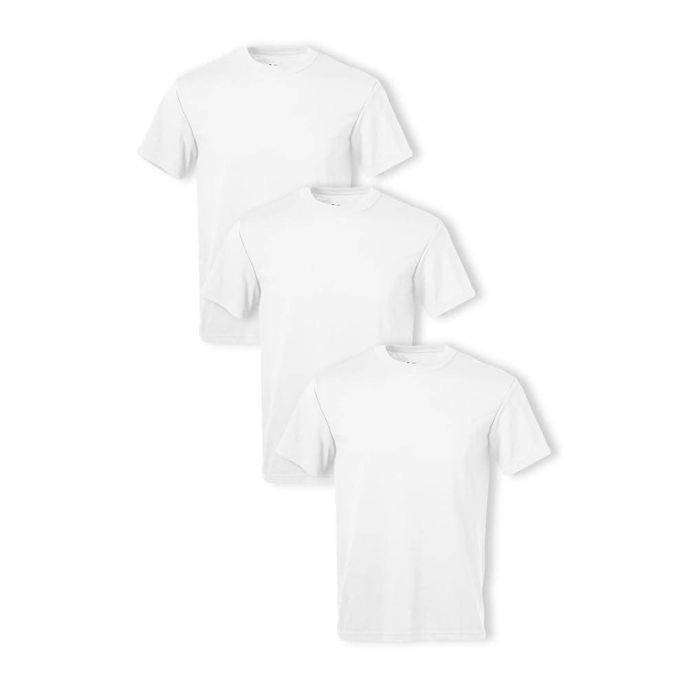 Men’s 3 Pack – USA Poly/Cotton Military Tee, White, Large