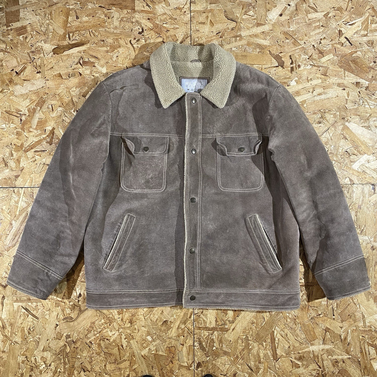 Vintage Y2K Wilsons Suede Sherpa Lined Leather Jacket Size XL