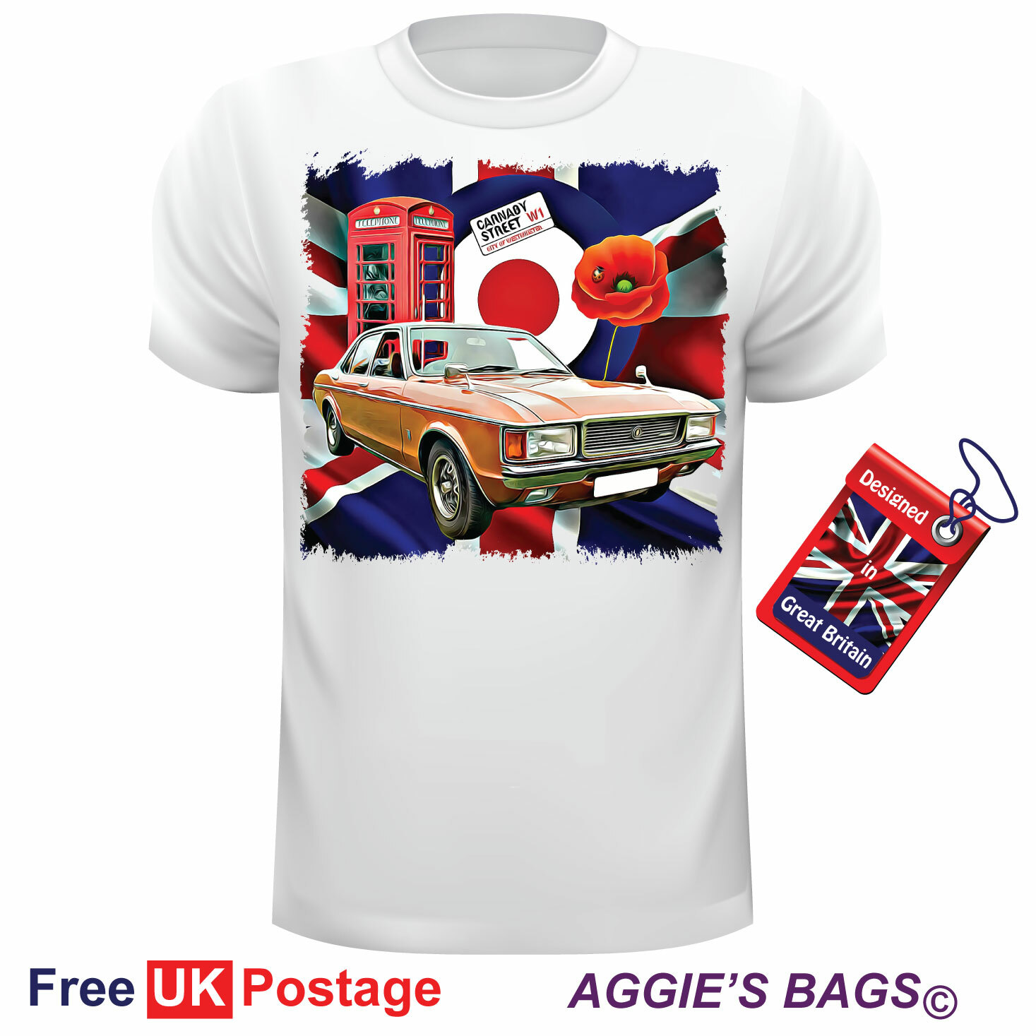 Car Art Classic Granada MK1 3.0L Ghia T Shirt Can Be Personalised Unofficial
