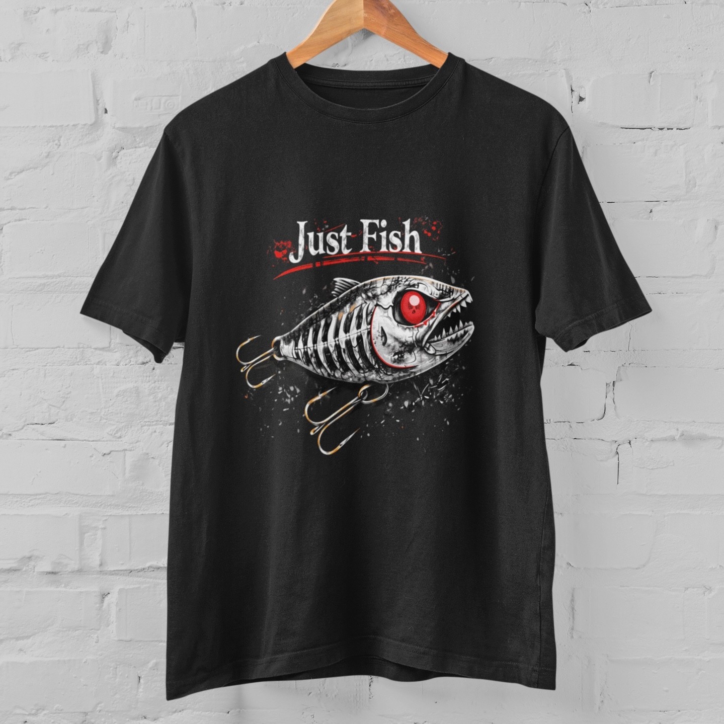Just Fish T-Shirt Fishing Skeleton Fish Tee Funny Fisherman Gift Angler Shirt gallery