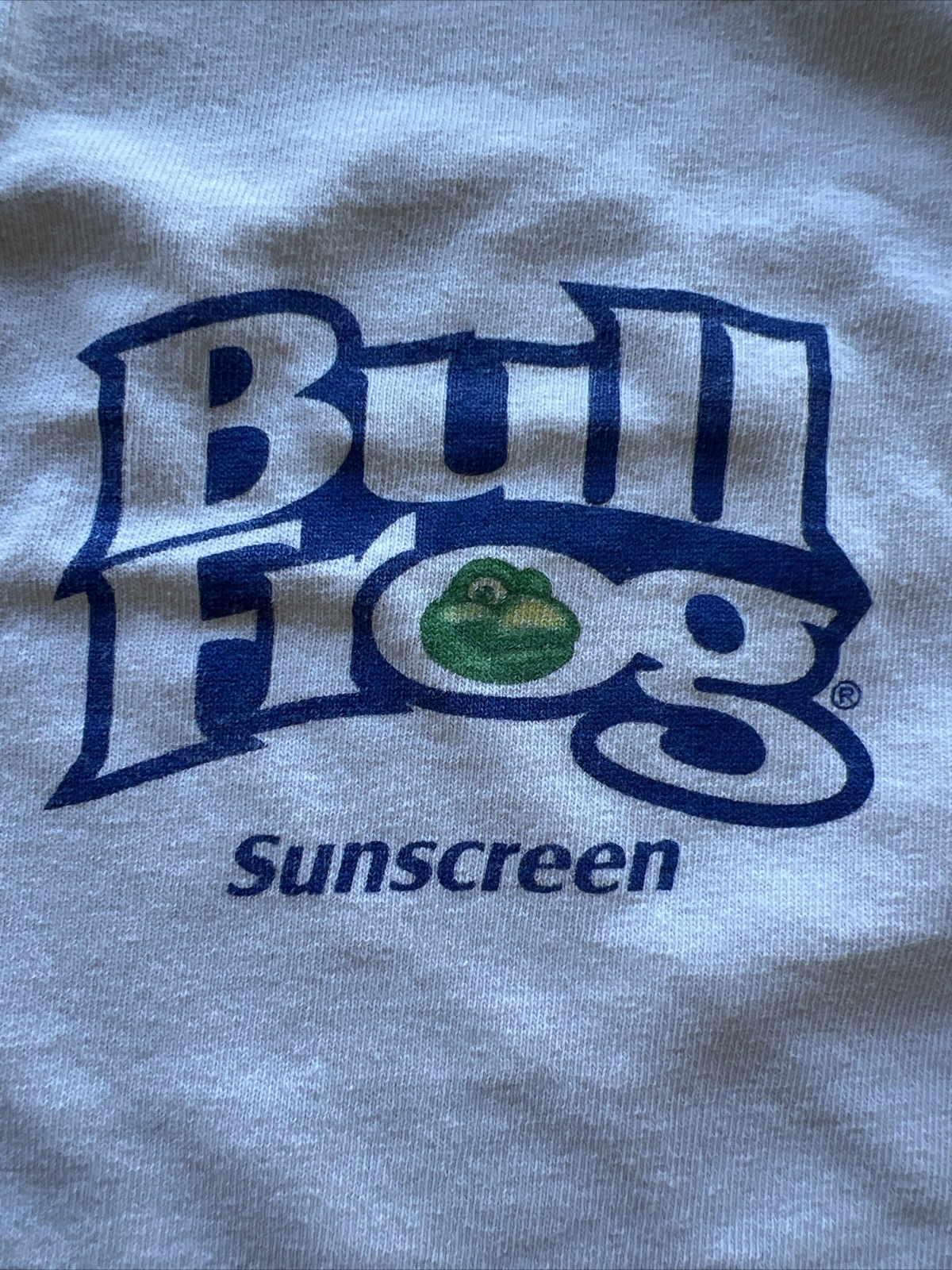 Vintage Bull Frog Surf Wave Sunscreen Gildan 90s Super Rare T Shirt L Blue Logo gallery