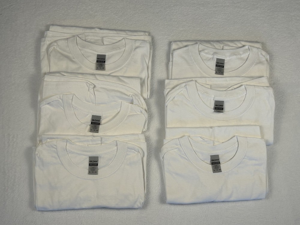 6PACK Gildan Solid White Heavy Cotton Short Sleeve Blank Tee Shirt Sz_XL