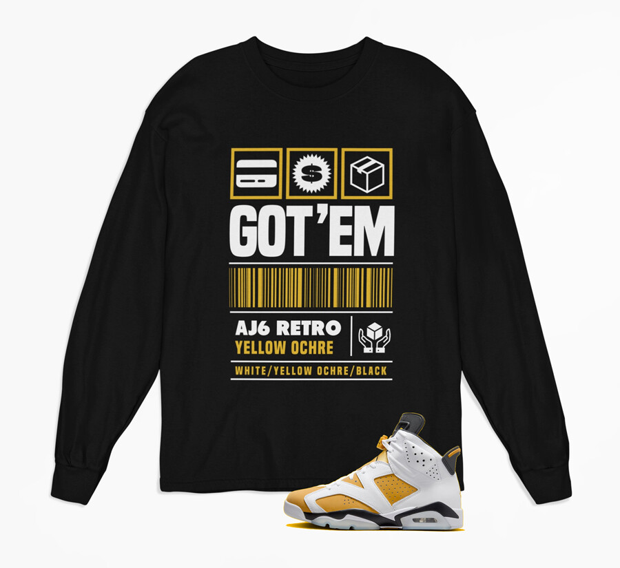 Copped Long Sleeve Shirt to Match Jordan 6 Retro Yellow Ochre CT8529-170