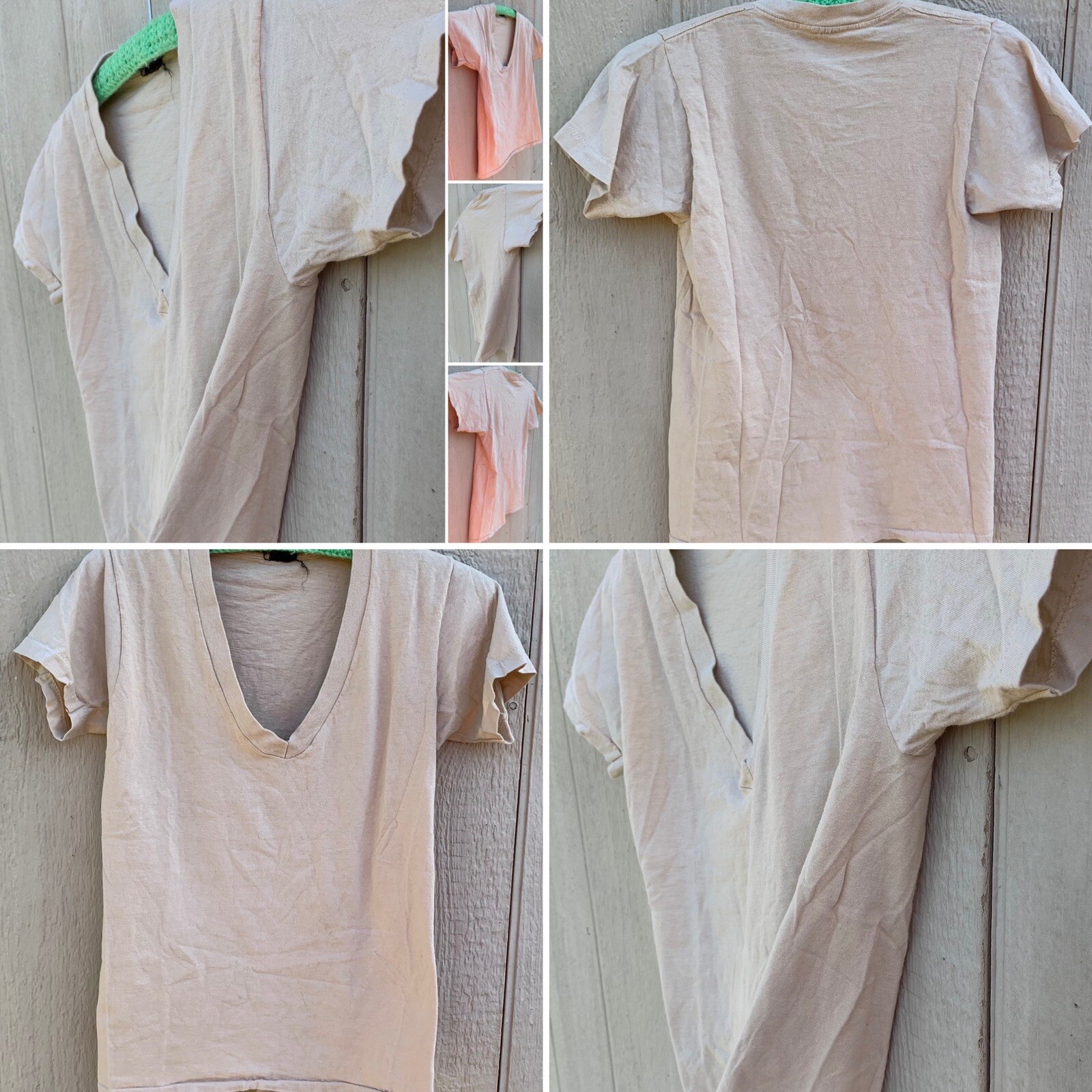 vintage v neck t-shirt beige single stitch BVD size S 34-36 made in USA gallery