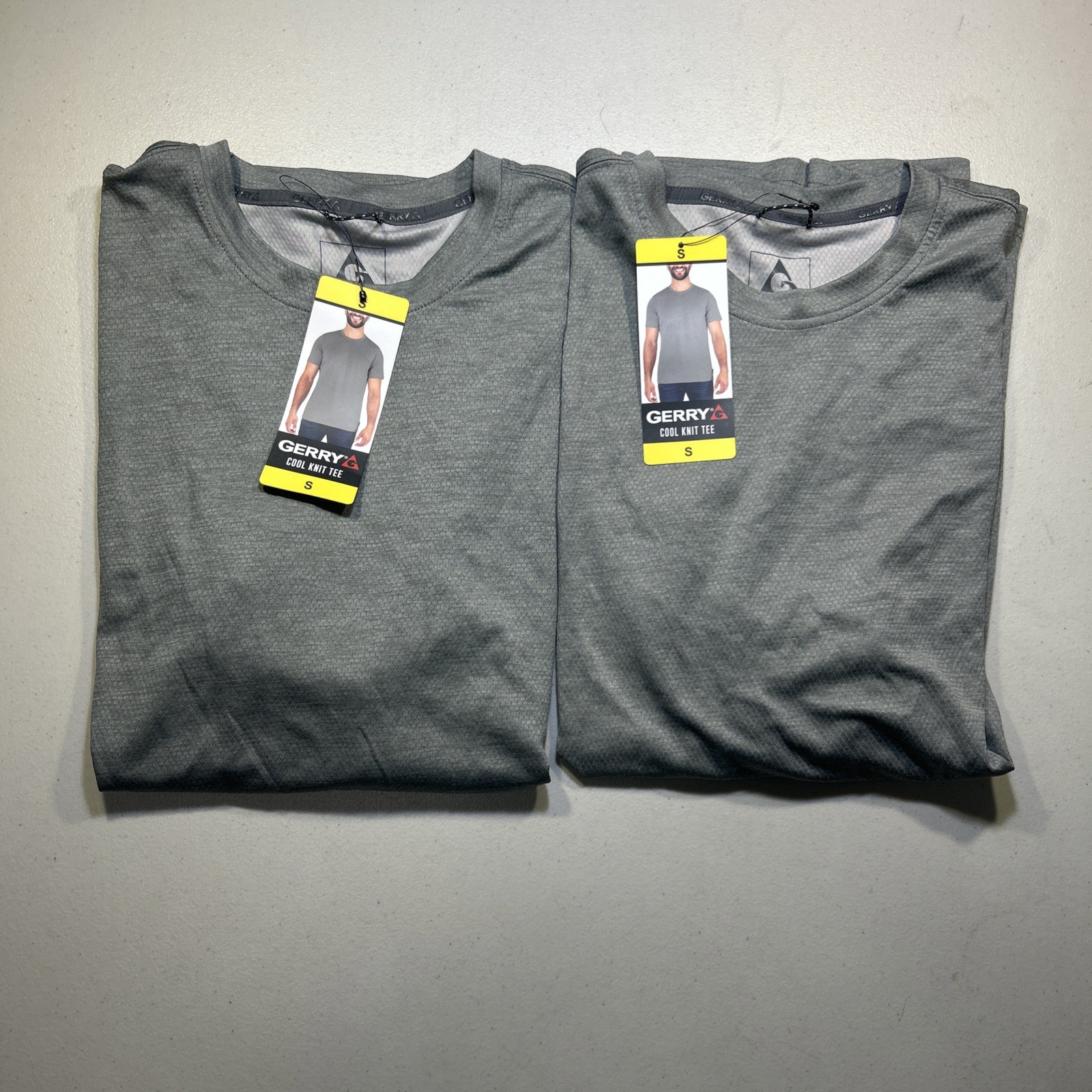 LOT OF 2 Gerry Men's Light Weight Cool Knit Tees Gray | NWT Size S gallery