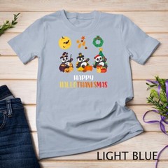 Panda Halloween And Merry Christmas Happy Hallothanksmas T-Shirt Unisex T-shirt