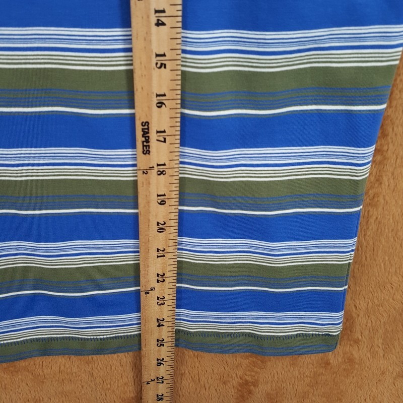 MARKET STUDIO Shirt Mens Small Blue Stripe Pullover Crew Smiley T-Shirt Tee gallery