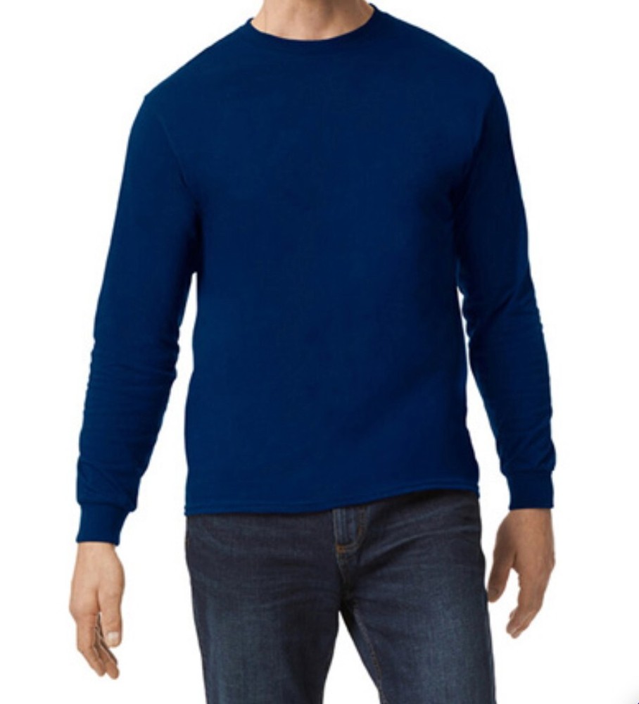 First Quality NEW Navy Gildan Heavy Cotton Adult Long Sleeve T-Shirt, Size M.