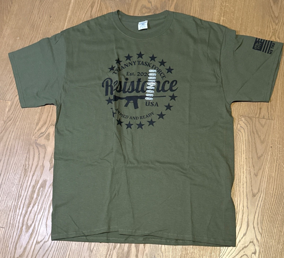 NWT Tyranny Task Force: Resistance" military green t-shirt Men's XL (N0626480) gallery