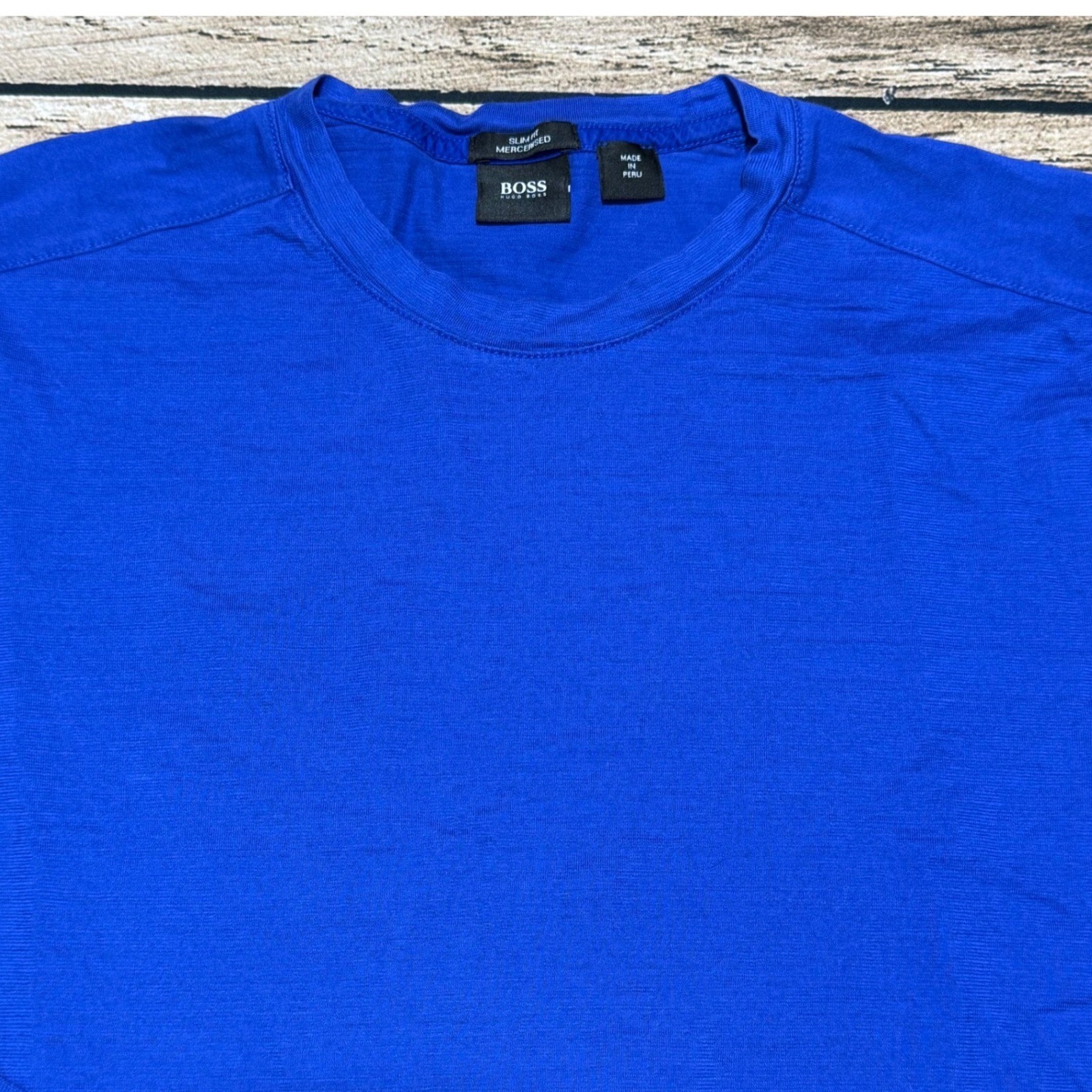 Hugo Boss Long Sleeve T-Shirt Mens Small Blue Slim Fit Mercerized Cotton Tee gallery