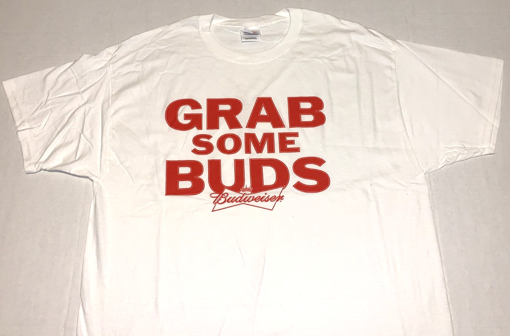Rare! Vintage 2000s Budweiser Beer Grab Some Buds T-Shirt New! XL