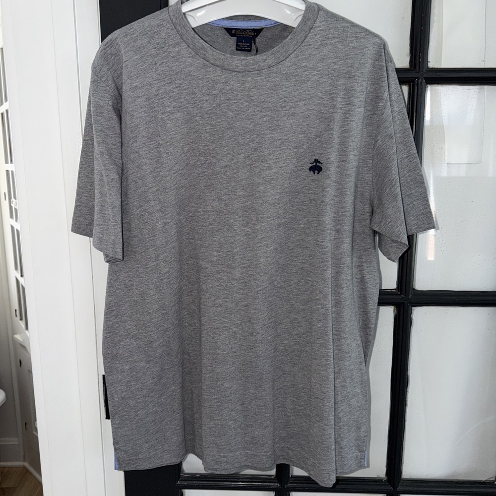 Brooks Brothers 100% Supima Cotton Performance Tee Grey Mens Large Nwt