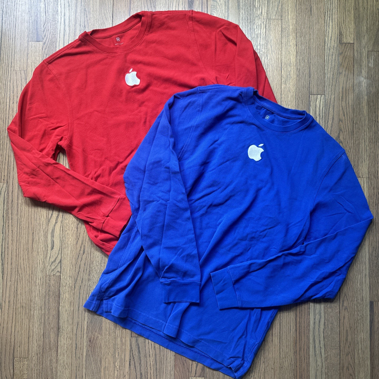 Official Apple Employee Shirt Red & Blue Long Sleeve Embroidered SZ Medium gallery