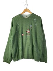 DAIRIKU Layered Damaged Knit Sweater (Thick) FREE Size Cotton GRN 20AW K-2