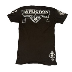 Y2K Affliction Tee Skull L Black Live Fast Death Rider Motor Club Sheer Shamrock