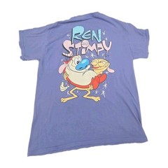 Ren And Stimpy Shirt Size Medium Periwinkle Blue Two Sided Print Design